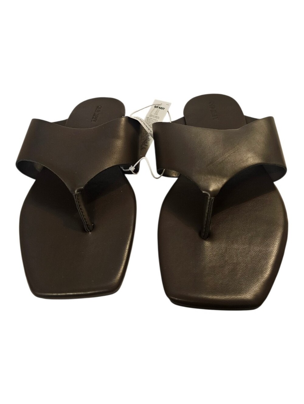 Brown Old Navy Women's Faux-Leather Wide Thong Sandals